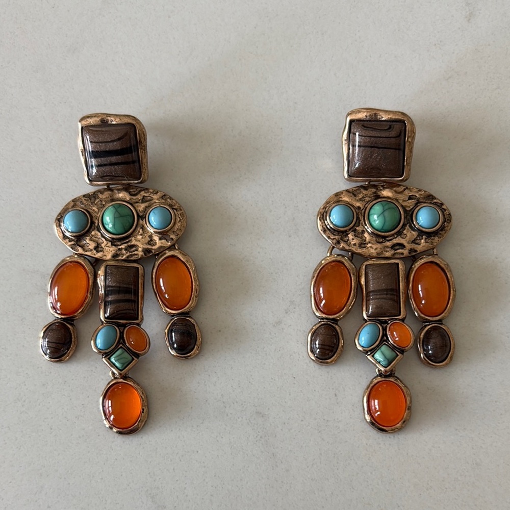 Bohemian Bronze and Turquoise Earrings